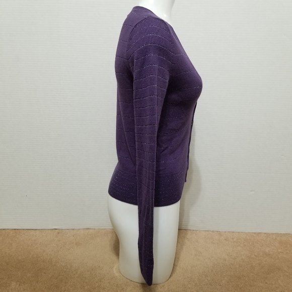 American Eagle cardigan Small metallic stripe knit button front sweater - Picture 4 of 12